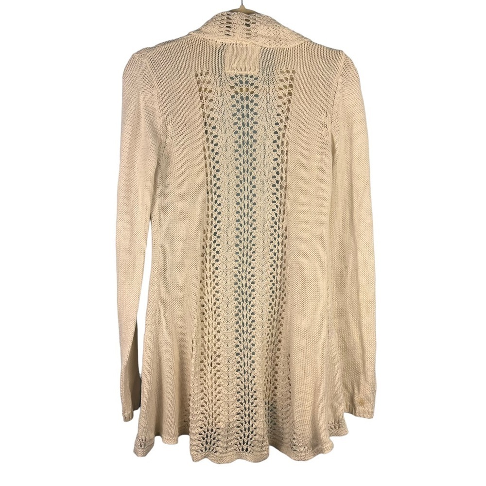 Anthropologie Angel of the North Wool Open Front Knit Cardigan Ivory Size Small - Picture 7 of 10